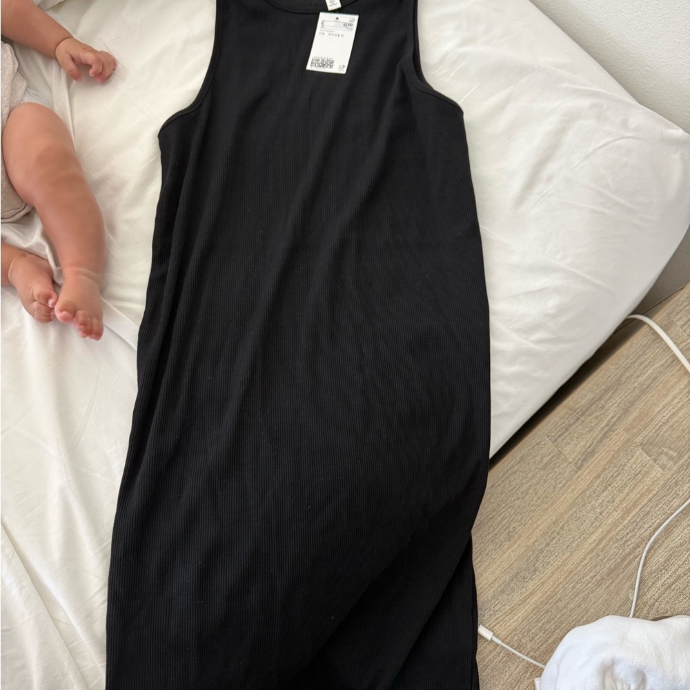 H&M Black Ribbed Tank Dress